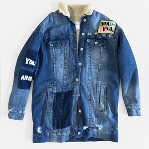 EUC ZARA FAUZ FUR DENIM JACKET SIZE S
